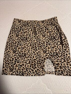 SHEIN Leopard Print Mini Skirt in Tan, Black, Brown